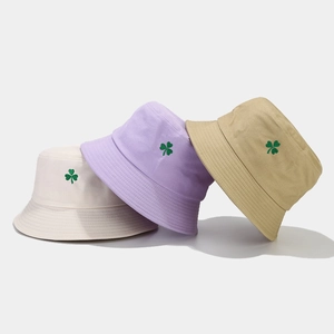 Chapeau Bob En Coton Avec Broderie Trèfle Protection Solaire Extérieur Décontracté Pour Hommes Et Femmes Respirant
