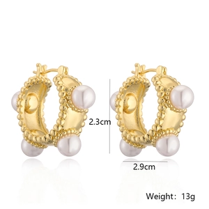 Vintage gold plated hoops with embedded pearls, 2.3cm height and 2.9cm width dimensions