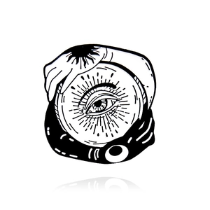 Creative sun moon eye enamel pin with mystic arms surrounding the central badge