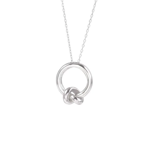 Minimalist S925 sterling silver knotted double ring necklace with a delicate O-chain