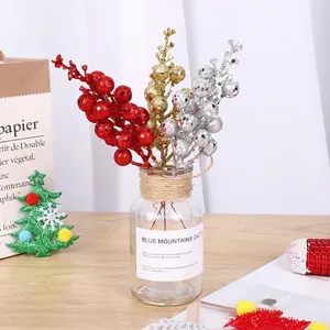 Artificial Christmas glitter berry stems in gold, silver and red for festive home decor