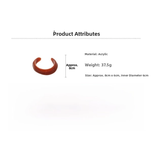 Detailed specs of amber acrylic wide bangle with 37.5g weight and 6cm inner diameter