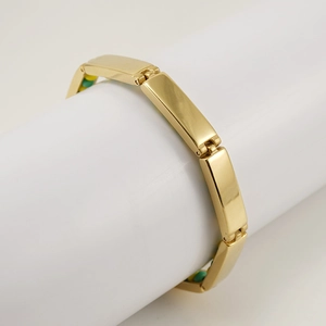 18K gold stainless steel beaded bracelet featuring yellow and green accents for women