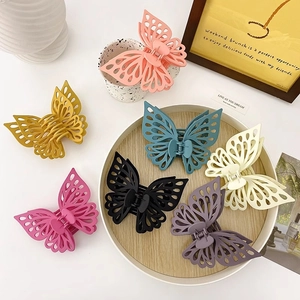 Butterfly Hair Claw Clip Large Matte Resin Hollow Double Wing Elegant Updo Hairpin Headpiece For Women Girls