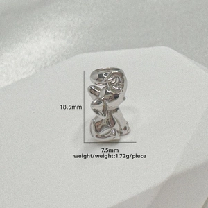 Macro shot of small silver elephant pendant showing 18.5mm height and 7.5mm width details