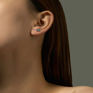 Elegante S925 Sterling Silber Schmetterling Ohrstecker mit blauem Zirkon und Silberbasis