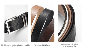 Close-up of leopard print belt showing the gold plated buckle and PU leather texture
