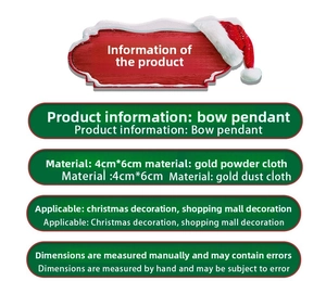 Detailed size specifications for 4cm x 6cm glitter fabric Christmas bow decorations
