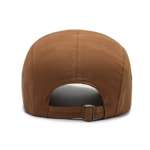 Berretto da baseball 5-panel in tela marrone scuro con fibbia in metallo regolabile