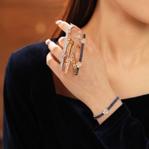 Flower Zircon Bracelet Copper Baguette Cut Cubic Zirconia Korean Light Luxury Style Jewelry For Women