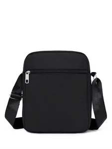 Waterproof black nylon crossbody shoulder bag with adjustable strap for men's outdoor travel