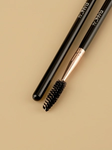 Detail view of high-density spiral eyebrow and eyelash brush with rose gold ferrule