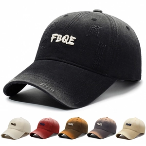 Vintage Distressed Baseball Cap Washed Cotton Adjustable Embroidered Letter Streetwear Sun Hat For Men Women
