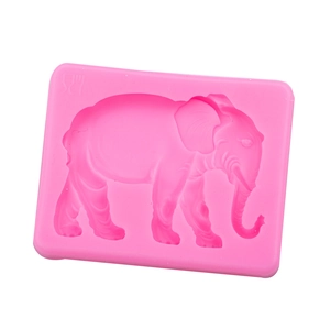 Pink elephant silicone mold for fondant DIY and resin crafts with food-safe symbol