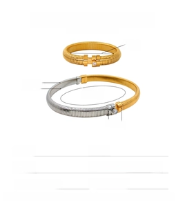 Paramètres de taille détaillés pour bracelet et collier en acier inoxydable doré et argenté