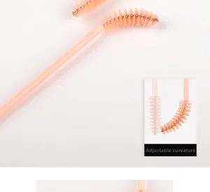 Disposable eyelash brush with adjustable flexible wand head for precise makeup application