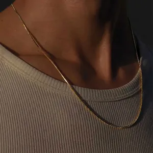 Minimalist Stainless Steel Snake Bone Chain Necklace For Men Women Electroplated Geometric Pendant Trendy Neck Jewelry Accessory