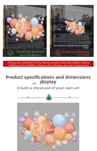 Detail of 2026 festive window sticker featuring colored balloons and white snowflake motifs