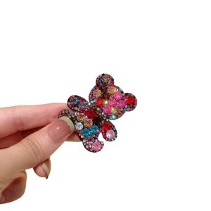 Sparkling rhinestone bear BB hair clip with colorful crystals for girls and women