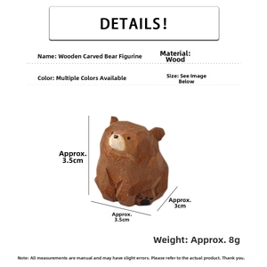 Macro detail of hand-carved wooden bear figurine showing texture and craftsmanship