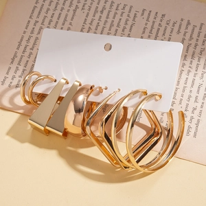Geometric Earrings Collection Square Round Hoop Minimalist Alloy With 925 Sterling Silver Earring Post For Women Fashion