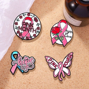 Brustkrebs Bewusstsein Rosa Schleife Emaille Brosche Faith Of Love Pink Power Rose Schmetterling Hope Charity Schmuck Für Damen