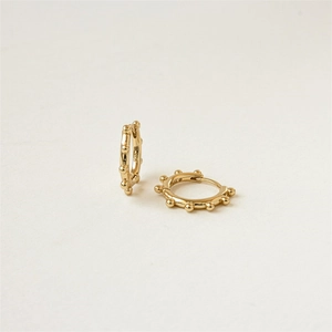 Minimalist 14K gold plated 925 silver hoop earrings with delicate beaded edge detail