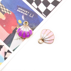 Pastel enamel shell charms in purple and pink for DIY necklace earring jewelry making