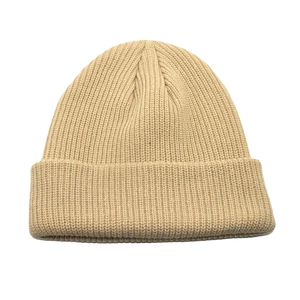 Winter Beanie Hat Acrylic Ribbed Knit Cuffed Solid Color Thick Warm Classic Outdoor Headwear For Men Women