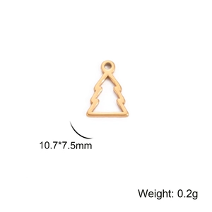 18K gold plated stainless steel hollow Christmas tree charm 10.7x7.5mm for DIY jewelry