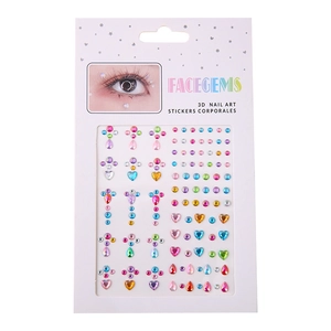 Face and body gem stickers with teardrop and heart shaped colorful crystal gems