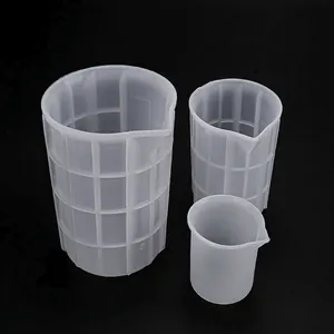 Silicone Measuring Cup Mold Scaled Pour Spout For DIY Resin Art And Baking Semi Transparent Ribbed Grip Heat Resistant