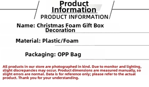 Detailed specifications of foam Christmas gift box ornaments made of plastic and foam material