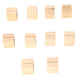 Set of 10 minimalist square wooden holders with slot for photos and memo cards