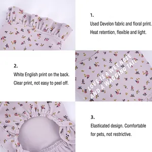 Floral pet warm undershirt with Dralon fabric and ruffled edges for small dogs