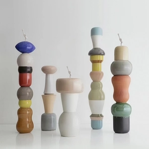 Artistic Morandi stacked stone silicone mold for DIY colorful geometric scented candles