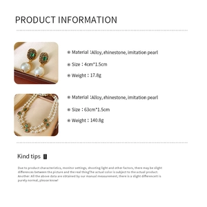 Specifiche tecniche dettagliate per set vintage collana di perle e orecchini con misure