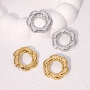 Orecchini a cerchio intrecciati in acciaio inox oro e argento con placcatura 18k