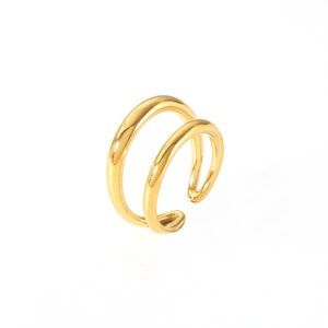 Detailansicht eines verstellbaren doppelreihigen Rings mit 18K Goldbeschichtung