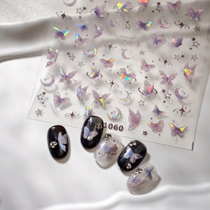 Holographic Butterfly Nail Art Stickers Laser Star Moon Patterns Ultra Thin Self Adhesive DIY Manicure Decals