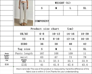 Size guide for women striped wide leg pants including UK US and EURO measurements