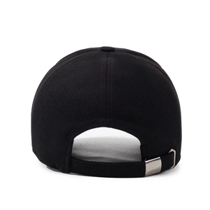 Klassische schwarze verstellbare Baumwoll Baseballkappe für Sport mit Metallschnalle Rückansicht