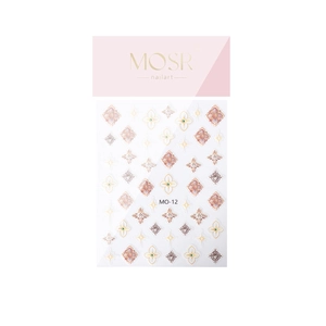 5D embossed nail art stickers with retro bohemian patterns and gold floral accents