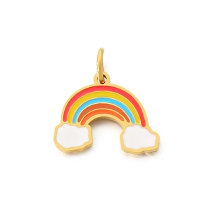 DIY golden rainbow cloud pendant with colorful enamel for creative jewelry making
