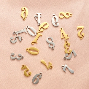 Arabic Number Pendants 304 Stainless Steel Mirror Polished Numerals Charms For DIY Jewelry Making Minimalist Gift