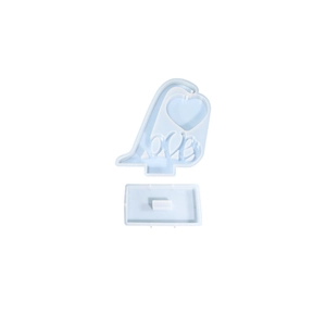 DIY silicone mold set with heart and LOVE lettering for resin photo frame crafts
