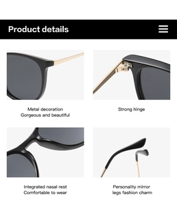 Detail view of oval sunglasses showing metal hinges, nose pads and gold decorations