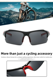 Detail of red non-slip rubber nose pads on black cycling sports sunglasses for outdoor use