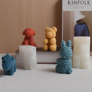 DIY rose-textured animal silicone molds for making candles and plaster ornaments