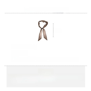 Brown chiffon scarf necklace with resin ring, featuring white floral patterns and 90cm length